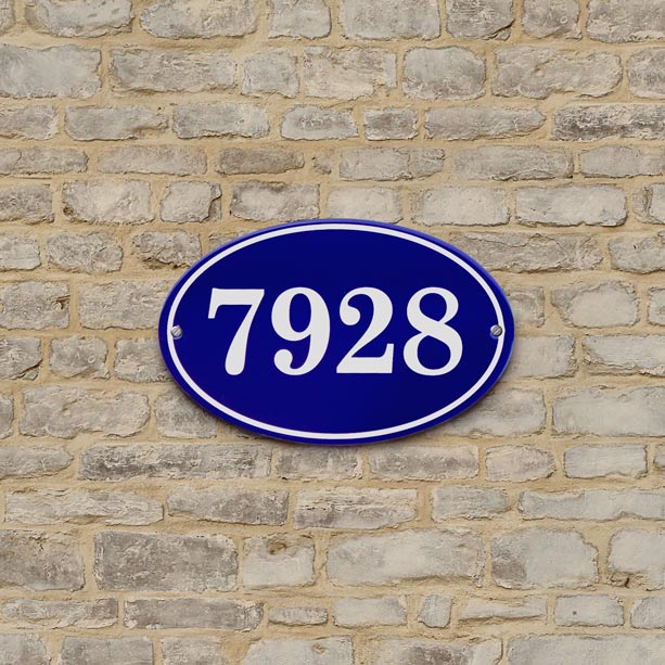 Bleu numéro de maison Plaque émaillée