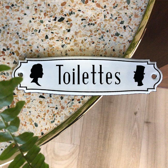 Plaque Métal émaillé Toilettes 16x11cm – Déco Atelier Ou Bar